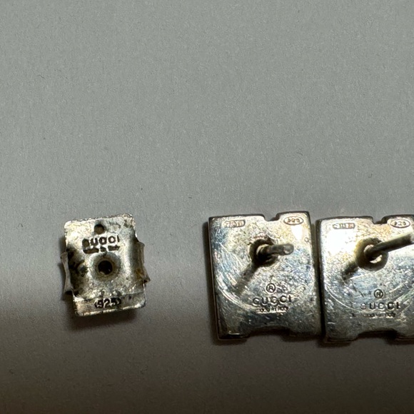 GUCCI G Logo Silver Earrings piercing SV925 Authentic Women's - Picture 5 of 7
